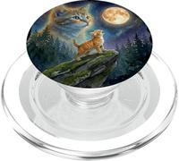 Celestial Moon Cat Ginger Kitten Night Sky Art PopSockets PopGrip pour MagSafe