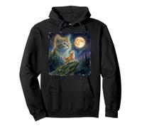 Celestial Moon Cat Ginger Kitten Night Sky Art Sweat à Capuche