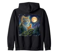 Celestial Moon Cat Ginger Kitten Night Sky Art Sweat à Capuche