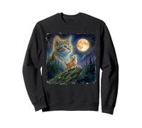 Celestial Moon Cat Ginger Kitten Night Sky Art Sweatshirt