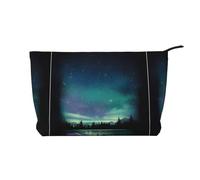 Celestial Night Trousse de maquillage multifonction en velours côtelé avec fermeture éclair 22 x 7 x 17 cm pour voyage, camping, vacances, fitness, Noir , Taille unique