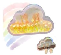Celestial Petal Mirror, Cloud Tulip Lamp Mirror, Forever Cloud Mirror Tulips, Lampara De Tulipanes, Handmade DIY Tulip Night Light, Surprise Her with a Real Tulip Garden (Pink)