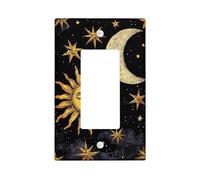 Celestial Plaque de protection pour interrupteur Motif ciel nocturne foncé avec motifs soleil et lune Idéal pour la décoration de la maison Plaques murales thermoplastiques Taille standard