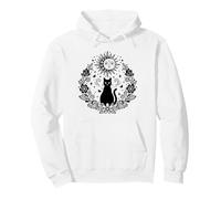 Celestial Sun Moon Chat Noir Occulte Floral Sweat à Capuche