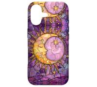 Celestial Sun Moon Stars Stained Art Effect Stain Art Pink Coque pour iPhone 17