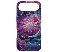 Celestial Sun Moon Stars Stained Art Effect Stain Art Pink Coque pour iPhone Air