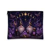Celestial Wizard Trousse de Maquillage avec Citation de Nains 22,9 x 16,5 | Phases de lune céleste, trousse à cosmétiques, grappes de cristaux étincelants, accents de papillon fantaisie, art mystique
