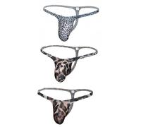 CELESTIX String pour Homme imprimé léopard en Soie glacée | Imprimé Tendance, Tissu Extensible, Charme Sauvage Sexy (M-XXL)