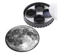 Celestron 94315 Moon Filter Kit - Kit compatible avec les oculaires de télescope 1,25", contenant 1 filtre Moon & Sky Glow, 3 filtres à densité neutre, étui de transport et carte de la Lune, noir