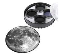 Celestron 94315 Moon Filter Kit - Kit compatible avec les oculaires de télescope 1,25", contenant 1 filtre Moon & Sky Glow, 3 filtres à densité neutre, étui de transport et carte de la Lune, noir