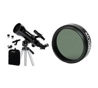 Celestron - Télescope de voyage 70 mm - Télescope réfracteur portable - Optique en verre entièrement enduit - Progiciel d'astronomie EN PRIME & 94119-A 1,25 pouce Filtre lune