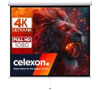 celexon Basic Écran de Projection Manuel 110" | 200x200 cm 1:1 | Écran Extensible Full-HD 4K pour Le Home Cinéma & présentations de Bureau | écran adapté au Montage au Plafond ou au Mur