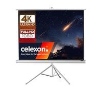 celexon Economy Écran de Projection trépied Blanc 80" | 158x118 cm 4:3 | Écran Mobile & transportable 4K, Full-HD avec Enrouleur Manuel pour Home Cinéma, Bureau et l'extérieur | Pied + poignée Inclus