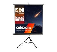 celexon Economy Écran de Projection trépied Noir 120" | 219x219 cm 1:1 | Écran Mobile & transportable 4K, Full-HD avec Enrouleur Manuel pour Home Cinéma, Bureau et l'extérieur | Pied + poignée Inclus