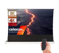 celexon HomeCinema Plus CLR UST Écran de Projection motorisé 80" Blanche | 177,1x99,6 cm 16:9 | Écran encastrable et enroulement à Ciseaux au Sol 8K/Full HD pour projecteurs à Ultra-Courte focale