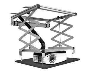 celexon PL1000 élévateur Plafond projecteur | Max. 90cm Extensible | Support escamotable réglable en hauteur avec finition affleurante, pour faux plafonds, avec interrupteur mural