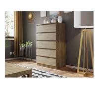 Celia - commode 5 tiroirs - bois - 70 cm - style contemporain - Bois Bois