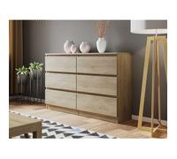 Celia - commode 6 tiroirs - effet bois - 120 cm - style contemporain - Bois