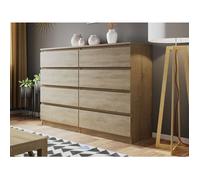 Celia - commode 8 tiroirs - effet bois - 139 cm - style contemporain - Bois