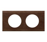 Celiane plaque 2 postes cuir brun texture