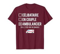 Célibataire en Couple Blague Ambulancier Humour T-Shirt, Homme, Marron, S