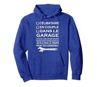 CELIBATAIRE en Couple dans Le Garage en Train DE Visser Sweat à Capuche, Unisexe pour Adultes, Bleu Royal, M
