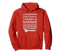 CELIBATAIRE en Couple dans Le Garage en Train DE Visser Sweat à Capuche, Unisexe pour Adultes, Rouge, S