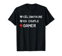 Célibataire En Couple Gamer - Cadeau Geek St Valentin Coeur T-Shirt