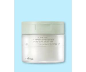 Celimax Pads tonifiants pour le visage à la centella Ji Woo Gae Cica BHA Blemish Toner Pad - 170 ml / 60 pcs
