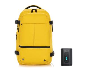 CELIMS - Sac à Dos de Voyage Sous Vide avec Pompe 2026 | Format Valise Cabine 55x35x25 & 55x40x20 | Sac Voyage Ordinateur Portable 17 Pouces | Serrure TSA | Extensible | Imperméable | Jaune