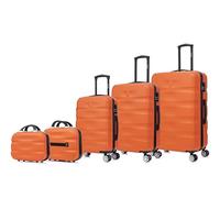 CELIMS - Set de Valises 5 Pièces | Valise Cabine, Moyenne, Grande Taille et 2X Vanity | 8 Roues | ABS Rigide et Légère | Cadenas | Orange