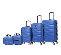 CELIMS - Set de Valises 5 Pièces | Valise Cabine, Moyenne, Grande Taille et 2X Vanity | 8 Roues | ABS Rigide et Légère | Cadenas | Bleu