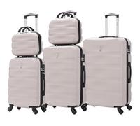 CELIMS - Set de Valises 5 Pièces | Valise Cabine, Moyenne, Grande Taille et 2X Vanity | 8 Roues | ABS Rigide et Légère | Cadenas | Gris