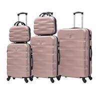 CELIMS - Set de Valises 5 Pièces | Valise Cabine, Moyenne, Grande Taille et 2X Vanity | 8 Roues | ABS Rigide et Légère | Cadenas | Rose Gold