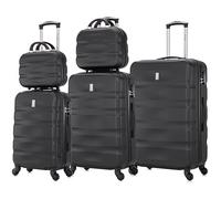 CELIMS - Set de Valises 5 Pièces | Valise Cabine, Moyenne, Grande Taille et 2X Vanity | 8 Roues | ABS Rigide et Légère | Cadenas | Noir