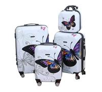 CELIMS - Set Valise + Vanity | Valise Cabine + Moyenne + Grande + Vanity | 55 + 65 +75 cm |Valise en Polycarbonates | 4 roulettes Doubles | Cadenas TSA | Blanc