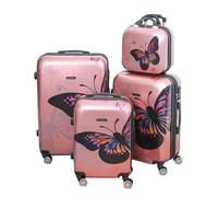 CELIMS - Set Valise + Vanity | Valise Cabine + Moyenne + Grande + Vanity | 55 + 65 +75 cm |Valise en Polycarbonates | 4 roulettes Doubles | Cadenas TSA | Rose Gold