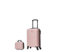 CELIMS - Valise Cabine 45x36x20 Easyjet Rigide ABS Légère avec Vanity | Bagages Cabine Avion Enfant et Adulte pour W nd et Déplacements d’Affaires | Rose Gold