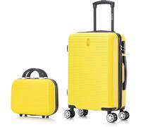 CELIMS - Valise Cabine 55x35x25 Rigide ABS Légère avec Vanity | Bagages Cabine Avion Enfant et Adulte pour W nd et Déplacements d’Affaires | Jaune