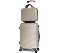 CELIMS - Valise Cabine 55x35x25 Rigide ABS Légère avec Vanity | Bagages Cabine Avion Enfant et Adulte pour W nd et Déplacements d’Affaires | Champagne