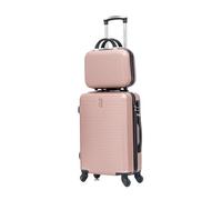 CELIMS - Valise Cabine 55x35x25 Rigide ABS Légère avec Vanity | Bagages Cabine Avion Enfant et Adulte pour W nd et Déplacements d’Affaires | Rose Gold