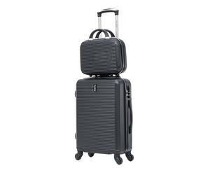 CELIMS - Valise Cabine 55x35x25 Rigide ABS Légère avec Vanity | Bagages Cabine Avion Enfant et Adulte pour W nd et Déplacements d’Affaires | Noir