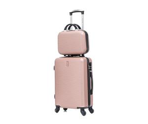 CELIMS - Valise Cabine 55x35x25 Rigide ABS Légère avec Vanity | Bagages Cabine Avion Enfant et Adulte pour W nd et Déplacements d’Affaires | Rose Gold