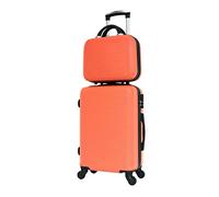 CELIMS - Valise Cabine Voyage avec Vanity Trousse de Toilette 30cm Orange Approuvée par 100+ Compagnies Aériennes | Légère et Rigide | Petite Valise Cabine 55x40x20 | Bagages Cabine | Set de Bagage