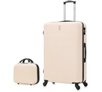 CELIMS - Valise Moyenne Taille + Vanity | Rigide à 4 roulettes Légère Soute 23kg 65cm | Serrure Intégré | ABS | Bagage Moyenne avec 4 Roues 65cm | Valise Week-End | Beige