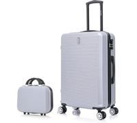 CELIMS - Valise Moyenne Taille + Vanity | Rigide à 4 roulettes Légère Soute 23kg 65cm | Serrure Intégré | ABS | Bagage Moyenne avec 4 Roues 65cm | Valise Week-End | Gris