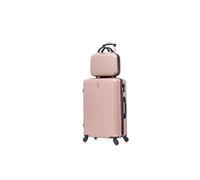 CELIMS - Valise Moyenne Taille + Vanity | Rigide à 4 roulettes Légère Soute 23kg 65cm | Serrure Intégré | ABS | Bagage Moyenne avec 4 Roues 65cm | Valise Week-End | Rose Gold