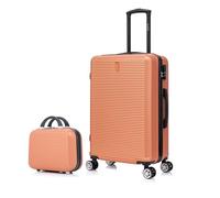 CELIMS - Valise Moyenne Taille + Vanity | Rigide à 4 roulettes Légère Soute 23kg 65cm | Serrure Intégré | ABS | Bagage Moyenne avec 4 Roues 65cm | Valise Week-End | Corail