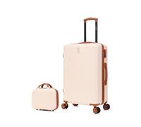 CELIMS - Valise Moyenne Taille + Vanity | Rigide à 4 roulettes Légère Soute 23kg 65cm | Serrure Intégré | ABS | Bagage Moyenne avec 4 Roues 65cm | Valise Week-End | Crème