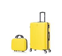 CELIMS - Valise Moyenne Taille + Vanity | Rigide à 4 roulettes Légère Soute 23kg 65cm | Serrure Intégré | ABS | Bagage Moyenne avec 4 Roues 65cm | Valise Week-End | Jaune